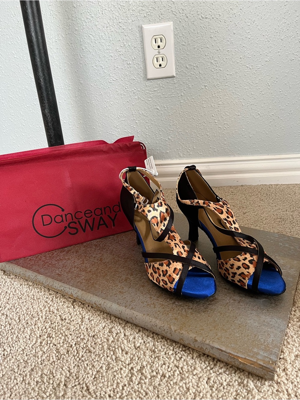 Women's Leopard Print Latin Heels - Blue Insole